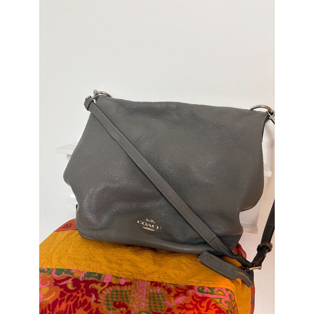 COACH F31399 Elle Heather Gray Leather Hobo Shoulder Bag